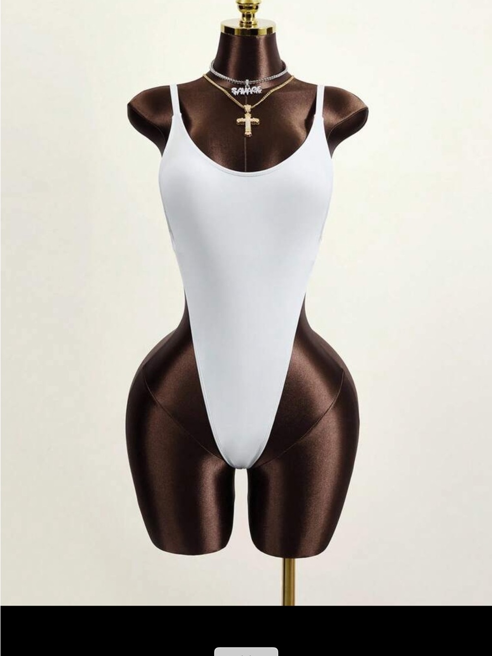 White High-Cut Scoop Neck Swimsuit